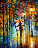 UNDER THE RED UMBRELLA IN THE PARK  oil painting on canvas