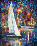WHITE SAILBOAT  oil painting on canvas