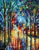 WINTER ALLEY  PALETTE KNIFE Oil Painting On Canvas By Leonid Afremov