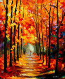 AUTUMN RED ALLEY  oil painting on canvas