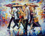 BUSINESS PEOPLE IN THE RAIN  oil painting on canvas