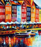COPENHAGEN RIVER - DENMARK  oil painting on canvas