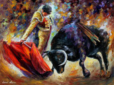 CORRIDA WITH DANGEROUS OPPONENT  PALETTE KNIFE Oil Painting On Canvas By Leonid Afremov