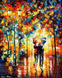 COUPLE UNDER ONE UMBRELLA  oil painting on canvas