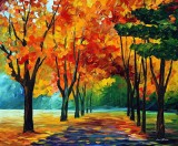 FALL BLUES  PALETTE KNIFE Oil Painting On Canvas By Leonid Afremov