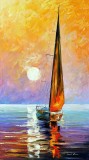 GOLD SAILBOAT  oil painting on canvas