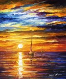 LONELY EVENING SEA  oil painting on canvas