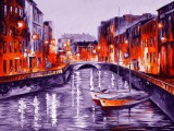 MIDNIGHT RIVER ST. PETERSBURG B&W  oil painting on canvas