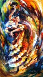 PASSIONATE FLAMENCO  PALETTE KNIFE Oil Painting On Canvas By Leonid Afremov