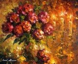 ROSES AND CANDLES  oil painting on canvas