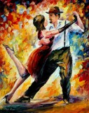 TANGO IN RED  PALETTE KNIFE Oil Painting On Canvas By Leonid Afremov