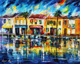 TROPICAL NIGHT  PALETTE KNIFE Oil Painting On Canvas By Leonid Afremov