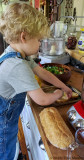 The Chef, Rubbing Garlic on Bread