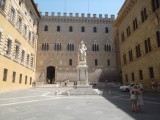 Piazza Salimbeni notable for housing one of the first banking houses in Europe, the Banca Monte dei Paschi di Siena