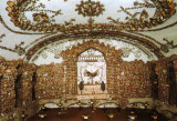 Crypt of the Leg Bones and Thigh Bones featuring the severed, crossed arms that make up the Capuchins coat of arms.