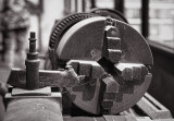 Four Jaw Chuck and Cutter On An Ancient Engine Lathe