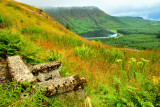 Big concrete armchair and Lyn Fawr, Rhigos Mountain.