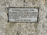 National Trust Coast Fund plaque close to Logan Rock and where the proposed parking is visible