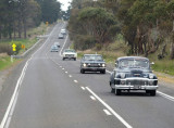 Old cars on the way to a rally