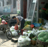Street scene with cabbages