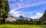 The open skies over Half Dome from the valley floor in Yosemite National Park