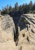 A granite fissures along the Taft Point Trail in Yosemite National Park
