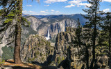 Upper Yosemite Falls as seen from along the Pohono Trail in Yosemite National Park