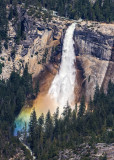 The sun reflecting off of the mist of Nevada Falls (594 ft.) creates a ‘blobbow’ as seen from Glacier Point in Yosemite National