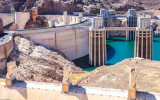 Close up of Hoover Dam from the Arizona side in Lake Mead National Recreation Area