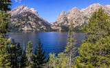 Jenny Lake with the Grand Teton Mountains in the distance from the Jenny Lake Overlook in Grand Teton National Park