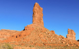 Castle Butte and Stagecoach Rock in the early morning in Valley of the Gods