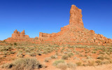 The Rudolph and Santa Claus formation with Castle Butte in Valley of the Gods