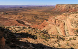 View of the Moki Dugway dirt switchbacks in Valley of the Gods