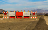 Detour warning at Kelbaker Road along US Route 66