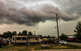 Wall cloud over Lewistown Montana which seems about to be smited by the hand of God