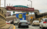 Welcome to New Jersey sign seen coming out of the Holland Tunnel from NYC in Jersey City