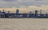 The Brooklyn, Manhattan and Williamsburg Bridges over the East River