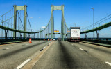 Double span Delaware Memorial Bridge over the Delaware River in Philadelphia