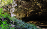 Shelter entrance and excavation pit in Russell Cave National Monument