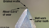 A well worn cutter tooth