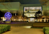 Northpark shopping centre at night time showing Leo Villareals illuminated buckyball