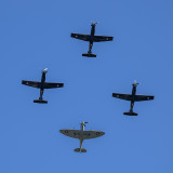 28 May 2022 - Flypast - 3 Beechcraft T-6C Texan IIs and 1 Spitfire