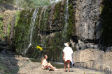Walked to bottom of falls, where people were enjoying the nice weather