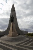 Hallgrimskirkja with patterned sidewalk