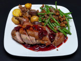 Pan seared duck breast with cherry sauce...