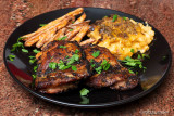 Jerk Chicken, Mac-n-Chez, Sweet Potato Fries