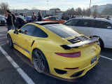Porsche 911 Turbo S, 991.1, Racing Yellow, at cars & coffee in Hunt Valley, Maryland (2740)