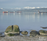 English Bay and snow west of Howe Sound