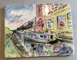 The canal with Tesco painting and fired Stalybridge