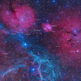 Part of the Vela Supernova remnant region - Labelled